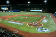 The Hillsboro Hops host the Everett AquaSox in the 2023 home opener at Ron Tonkin Field in Hillsboro, Oregon on Tuesday, April 11, 2023.