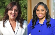 Lori Chavez-DeRemer, left, is fighting to hold onto one of the most closely contested seats in the U.S. House of Representatives this fall. Her challenger is Democrat Janelle Bynum, a business owner and state lawmaker.