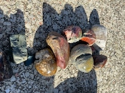 Some of the rocks and agates Laura Joki has collected from tours on Oregon Coast beaches.