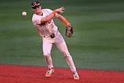 Oregon State’s Travis Bazzana makes a play as the Beavers take on the UC Irvine Anteaters in the Corvallis Regional of the NCAA baseball tournament on Saturday, June 1, 2024, at Goss Stadium in Corvallis. Oregon State won 5-3.