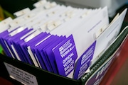 Boxes of ballots at the Multnomah County Voting Center Express in Gresham, Oregon on Saturday, Nov. 5, 2022.