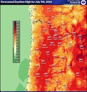 The Weather Service released an updated forecast map for Tuesday.