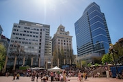 Hundreds gathered in a sunny Pioneer Courthouse Square in downtown Portland Saturday, April 29, 2023, for “Expressions: A Celebration of Drag and Transgender Rights.” The free community drag show was held in response to anti-LGBTQ+ legislation across the United States.