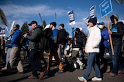 To avert situations like the Portland Public Schools teachers' strike, pictured above, a state task force has been considering whether to recommend a statewide salary schedule for public school employees, but change is unlikely to come soon.