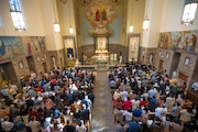 People packed The Grotto, a woodland religious sanctuary in Northeast Portland Sunday, March 31, 2024, for Easter Sunday. Three services were held between 6 a.m  and noon. The property features over 60 acres of botanical gardens.