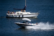 People enjoyed warm weather and clear skies on the Willamette River the afternoon of Wed., July 3, 2024, ahead of a predicted heat wave that could send temperatures into the triple digits.