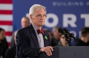 Congressman Earl Blumenauer speaks before President Joe Biden Thursday afternoon, April 21, 2022, at the Portland airport. April 21, 2022. Beth Nakamura/Staff 