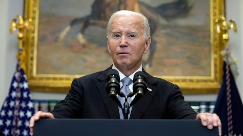 President Joe Biden speaks from the Roosevelt Room of the White House