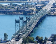 The Interstate Bridge carries Interstate 5 over the Columbia River, connecting North Portland and Vancouver, Washington.