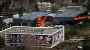 The Nike campus in Beaverton, OR, seen from the air on Mon., March 27, 2023.