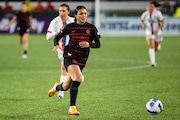 Portland Thorns forward Sophia Smith tracks down the ball as the Thorns take on OL Reign on Friday, May 13, 2022, at Providence Park in Portland. Photo by Naji Saker for The Oregonian/OregonLive