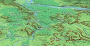 This map shows elevations above 500 feet in the tri-county area.